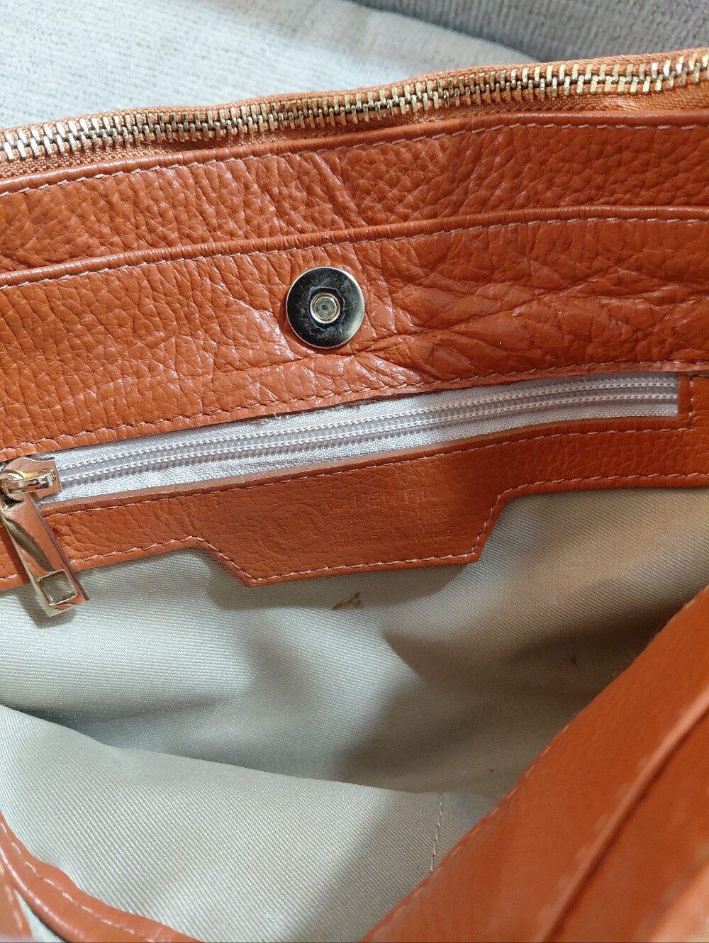 Valentina Cognac Leather Shoulder Bag with Gold Charm - Picture 6 of 10